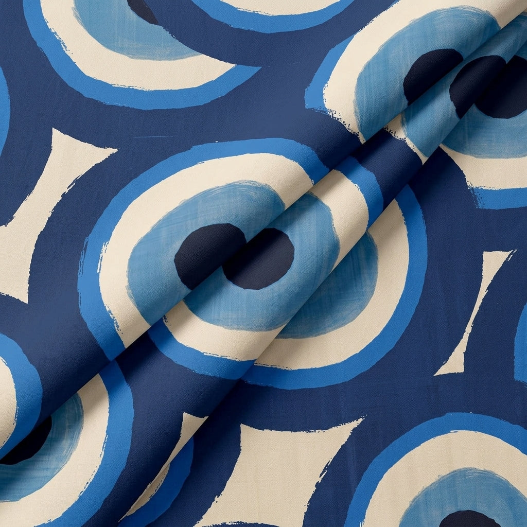 Folded Printed Blue Printed Satin Fabric
