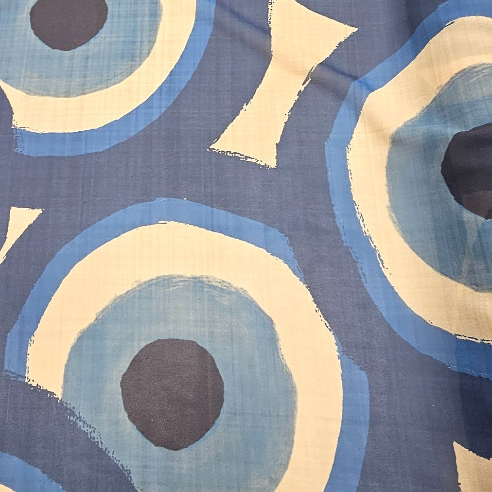 Blue Printed Georgette Fabric - EC14152 - EC14152 - Flat fabric