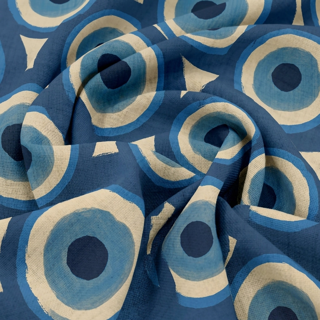 Swirled Printed Blue Printed Georgette Fabric