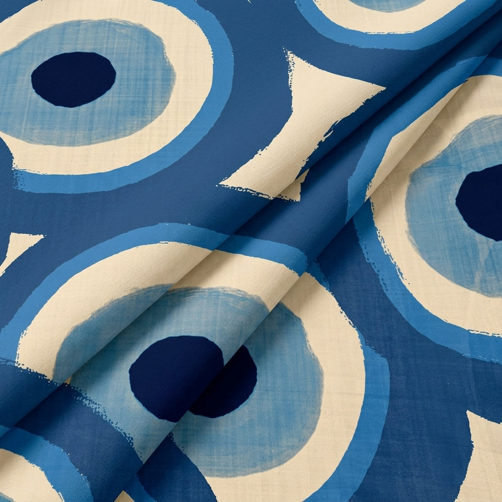 Folded Printed Blue Printed Georgette Fabric