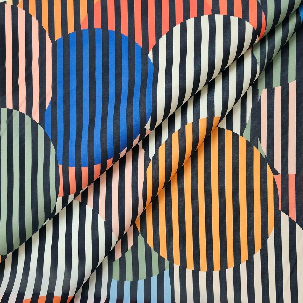 Folded Stripes Multicolor Stripes Georgette Fabric