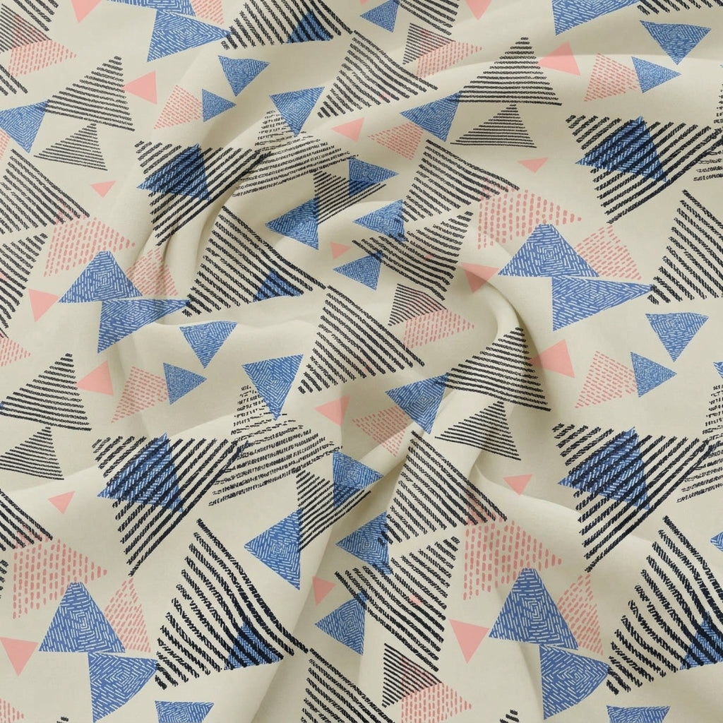 Swirled Beige Abstract Tussar Fabric Showing Drape