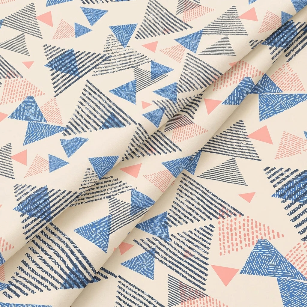Folded Beige Abstract Tussar Fabric