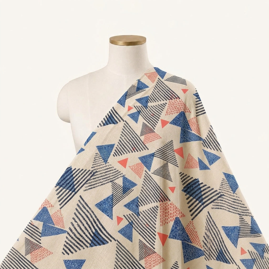 Beige Abstract Tussar Fabric Draped as a saree
