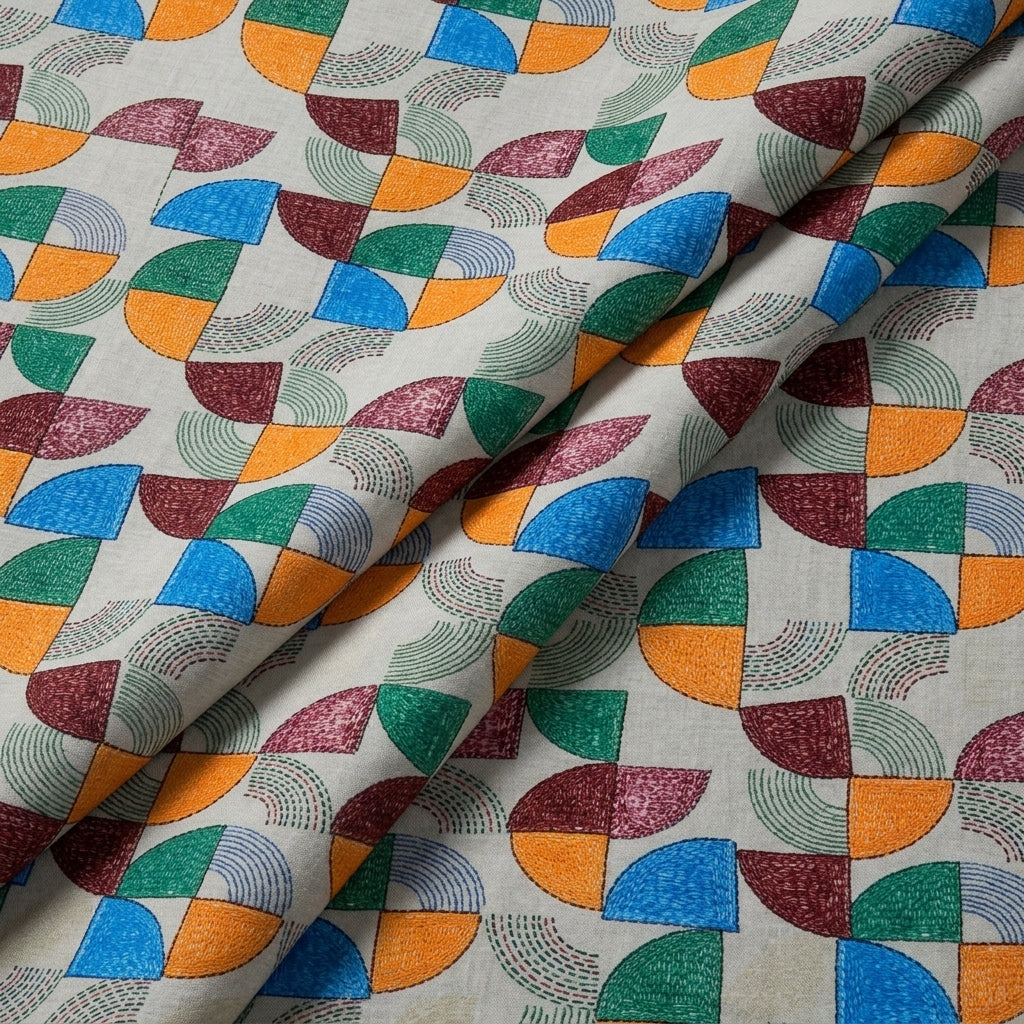 Folded Green Abstract Tussar Fabric