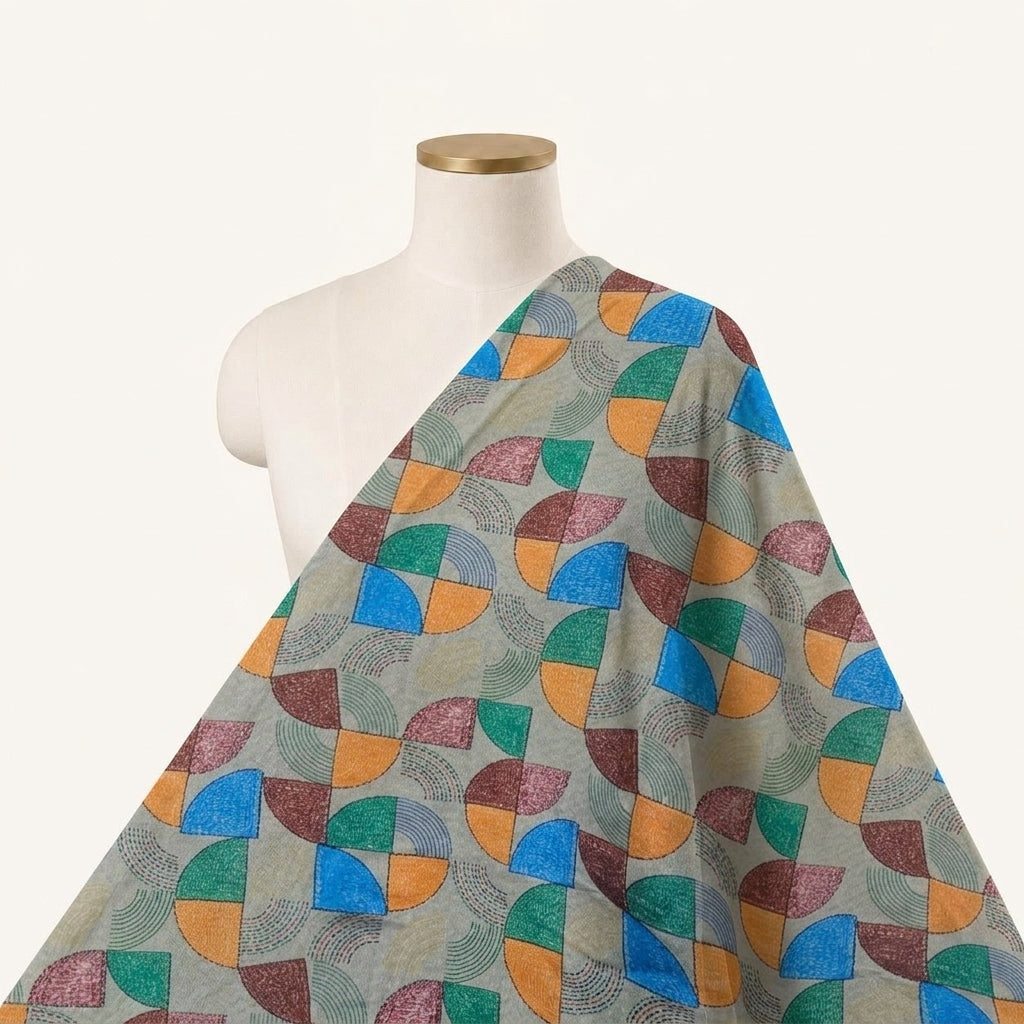 Green Abstract Tussar Fabric Draped as a saree