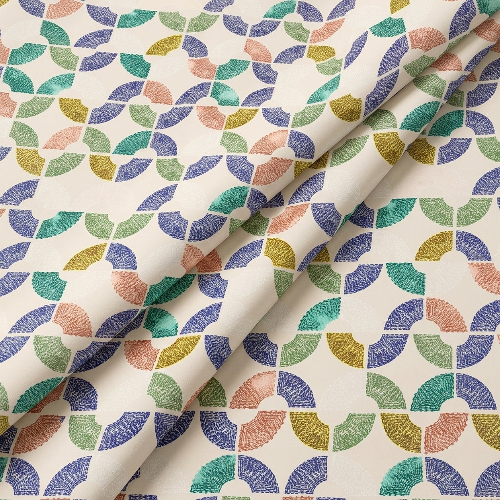 Folded White Abstract Tussar Fabric