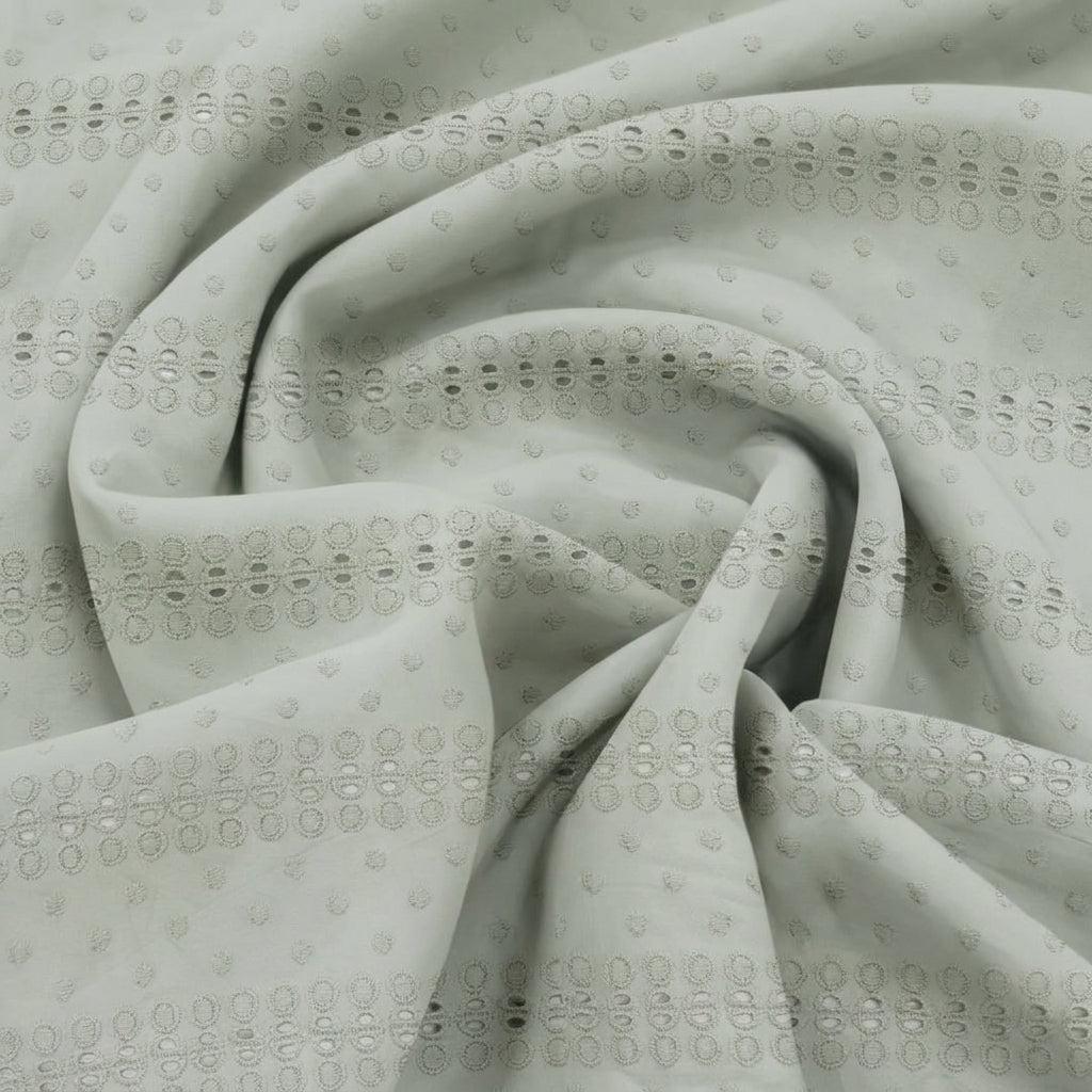 Swirled Cutwork Pastel Green Cutwork Cotton Fabric