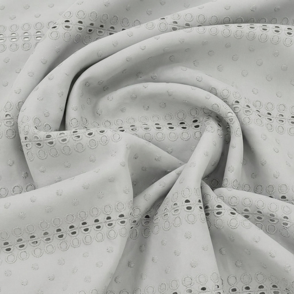 Swirled Cutwork Green Cutwork Cotton Fabric