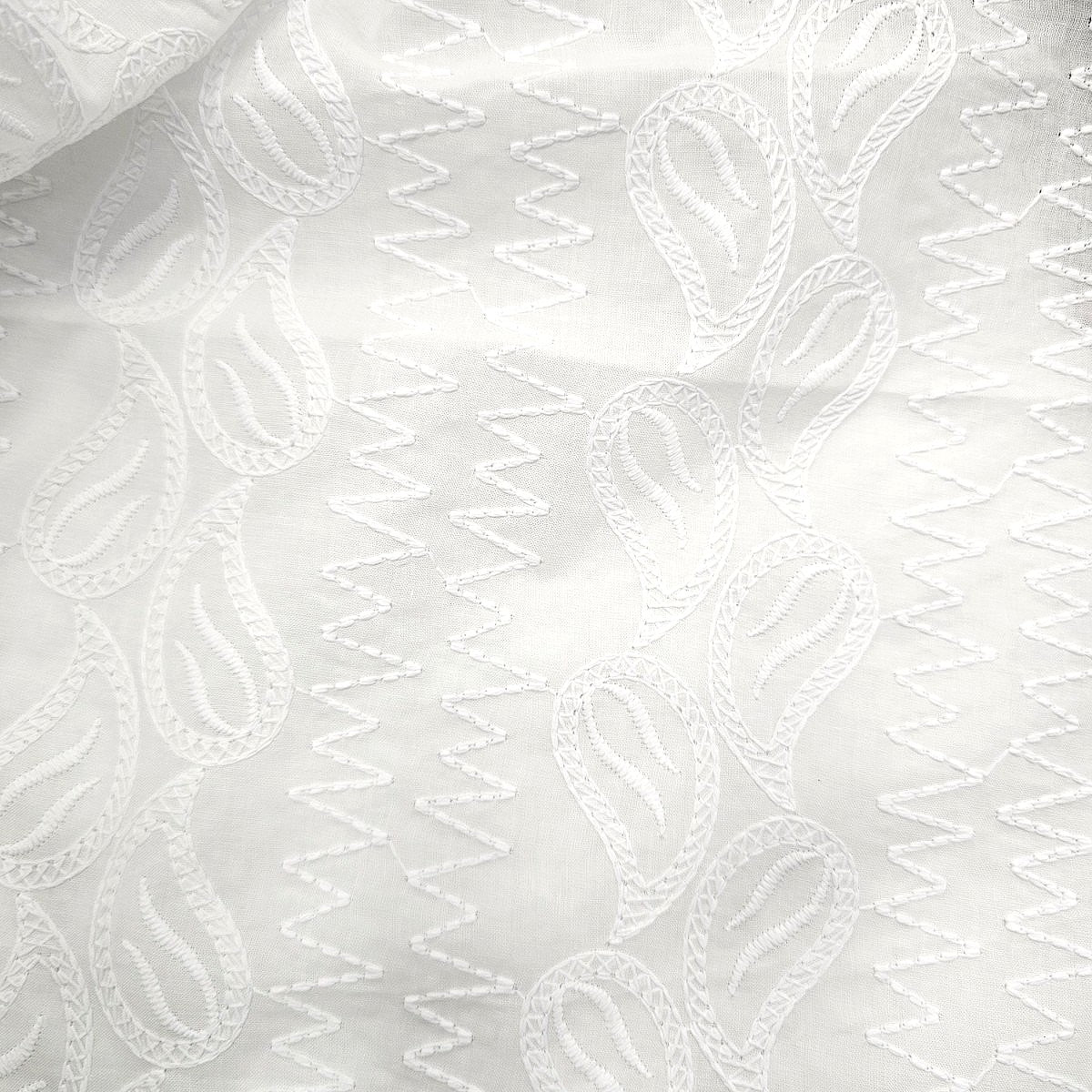 White Embroidery Cotton Fabric - EC14227 - EC14227 - Flat fabric