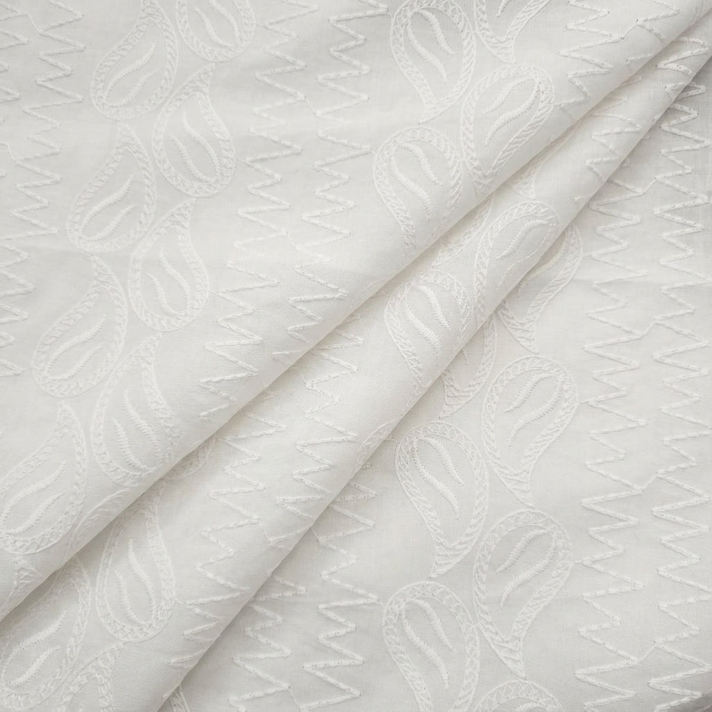 White Embroidery Cotton Fabric - EC14227 - EC14227 - folds