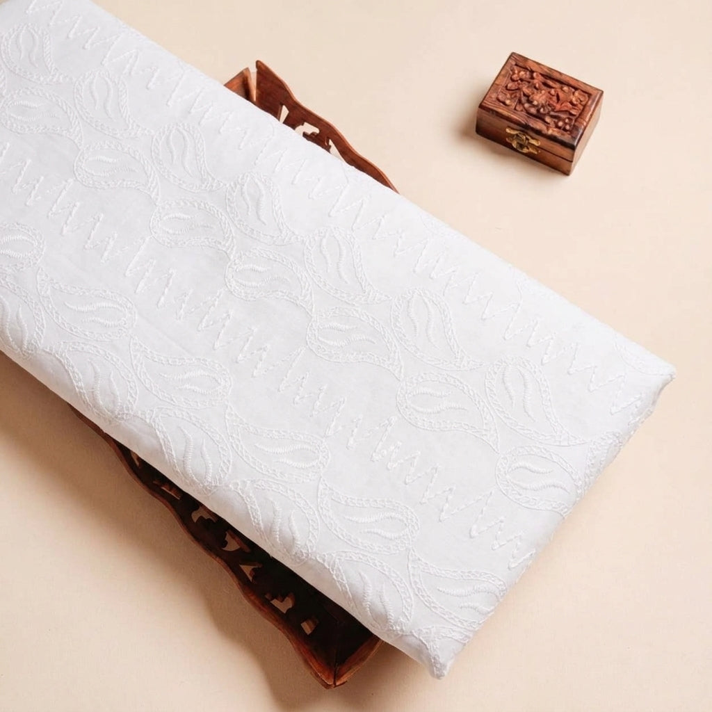 White Embroidery Cotton Fabric - EC14227 - EC14227 - tray_3