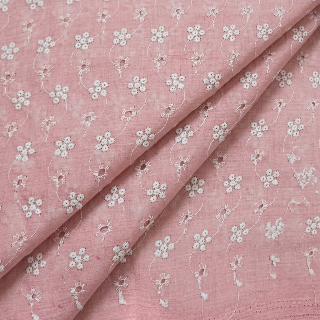 Folded Embroidery Pink Embroidery Cotton Fabric