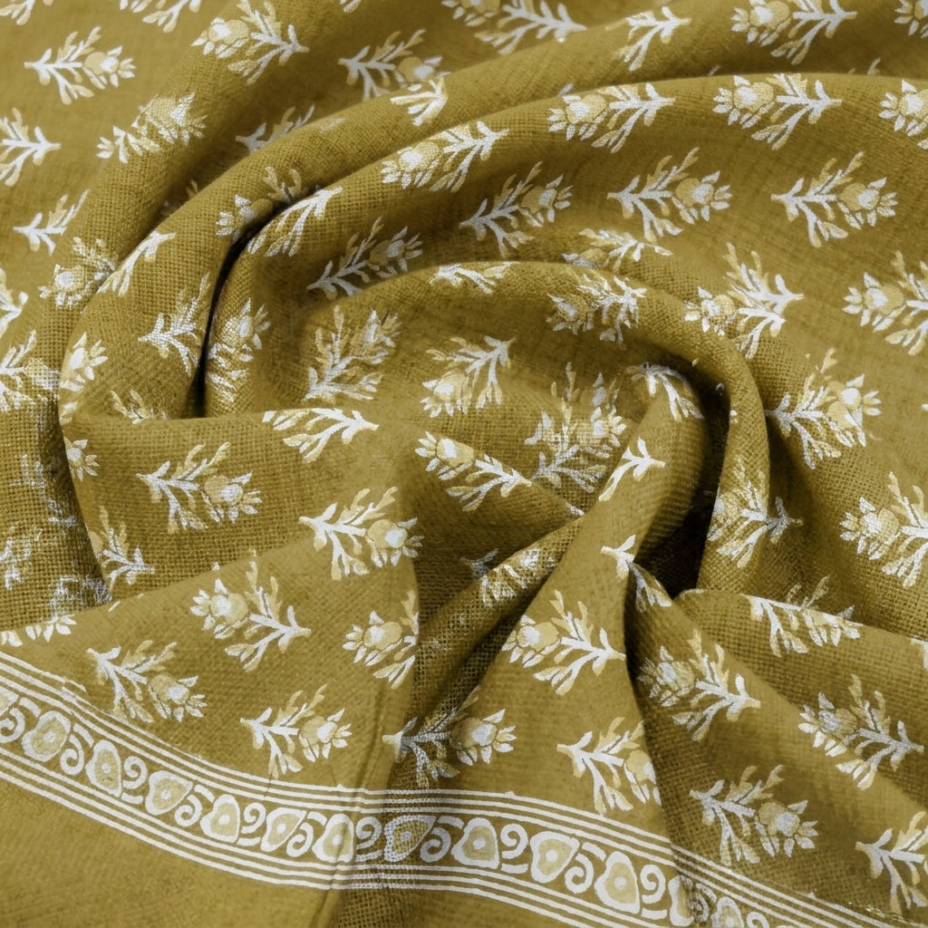 Swirled Floral Yellow Floral Cotton Fabric