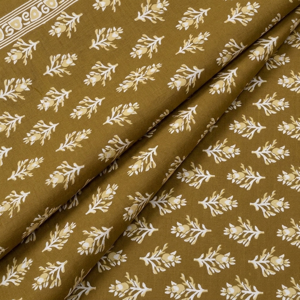 Folded Floral Yellow Floral Cotton Fabric