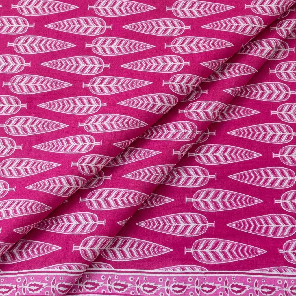 Folded Leaf Pink Leaf Cotton Fabric