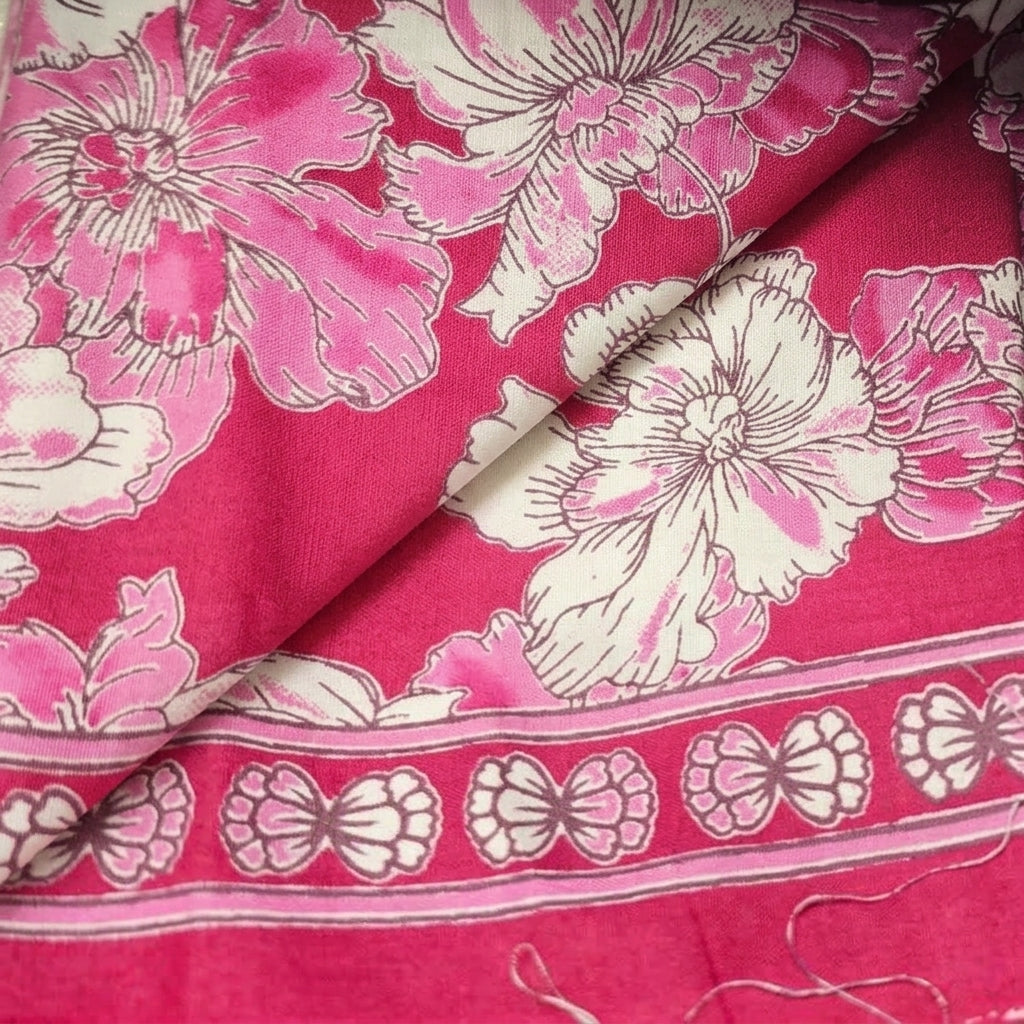 Folded Floral Pink Floral Cotton Fabric