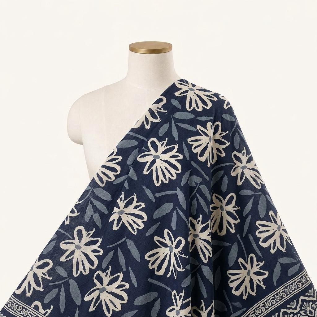 Floral Cotton Fabric - EC14341 - saree_drape