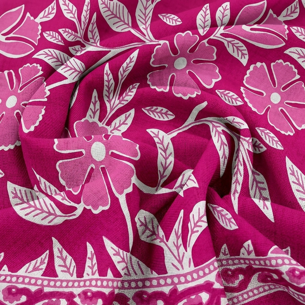 Swirled Floral Pink Floral Cotton Fabric