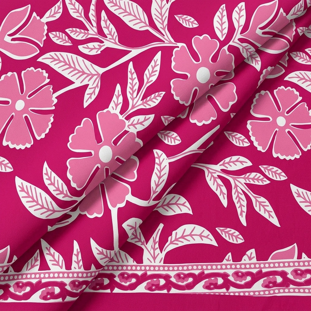 Folded Floral Pink Floral Cotton Fabric