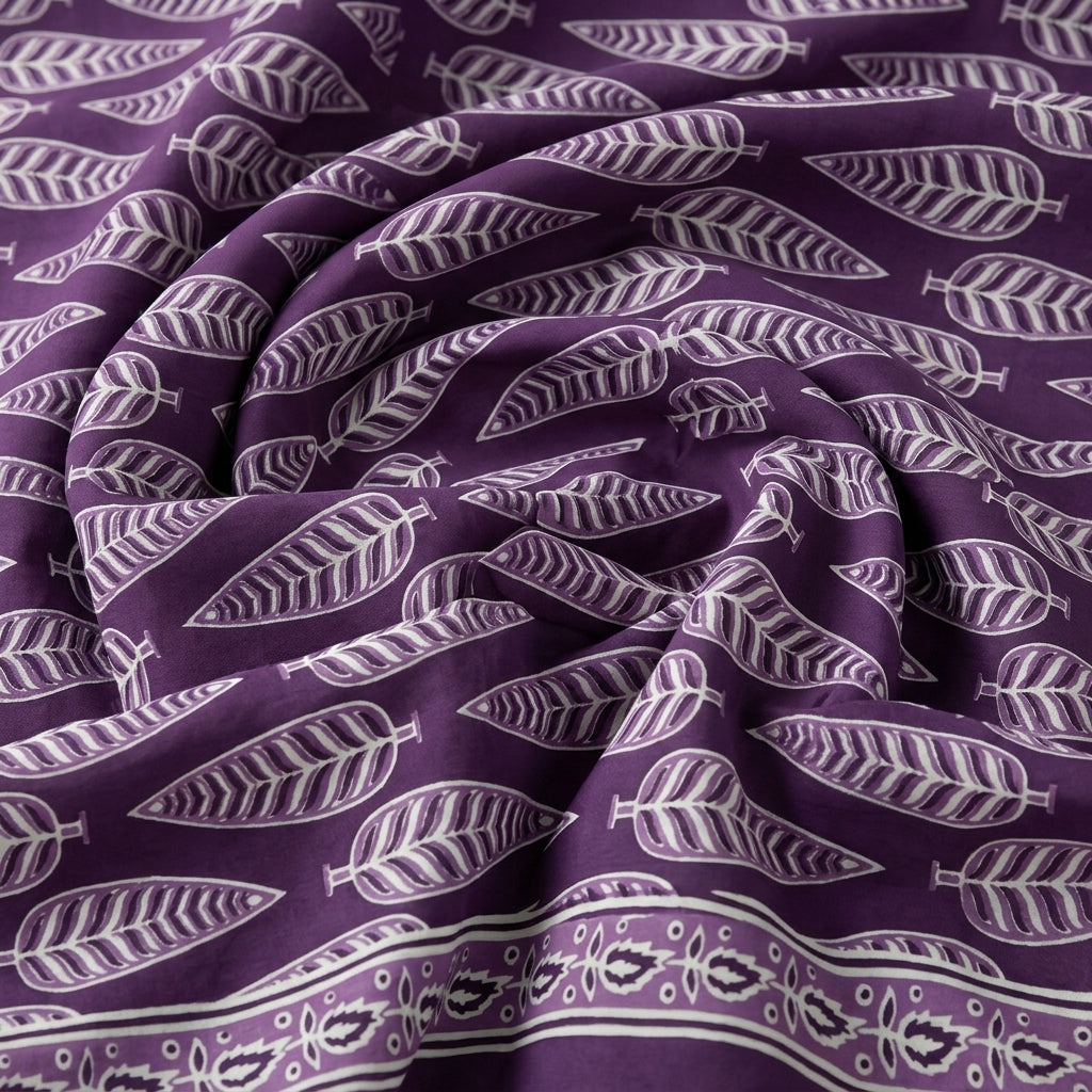 Swirled Leaf Purple Leaf Cotton Fabric