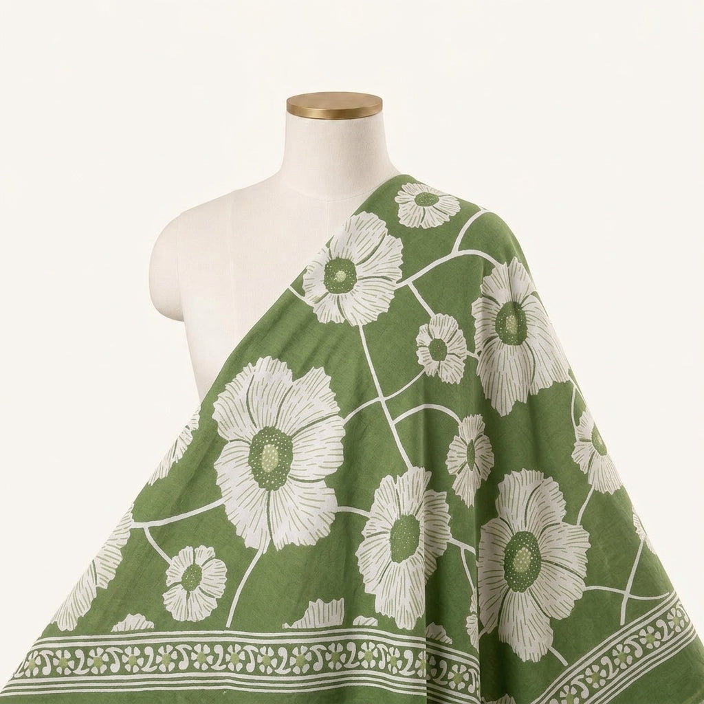 Floral Cotton Fabric - EC14354 - saree_drape