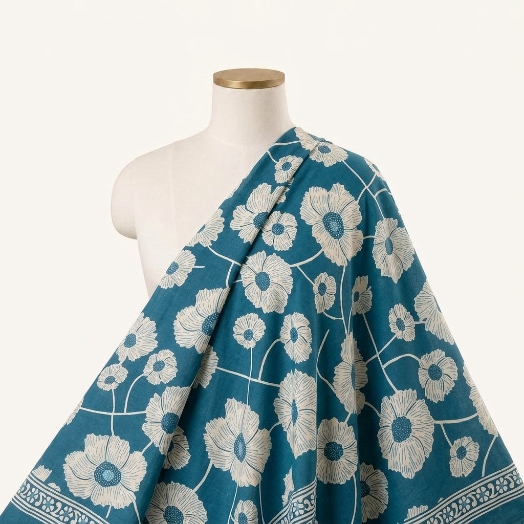 Floral Cotton Fabric - EC14355 - saree_drape