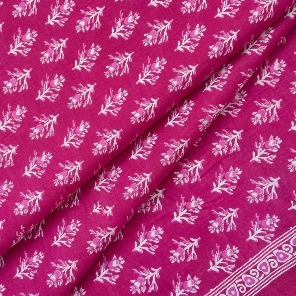 Folded Floral Pink Floral Cotton Fabric