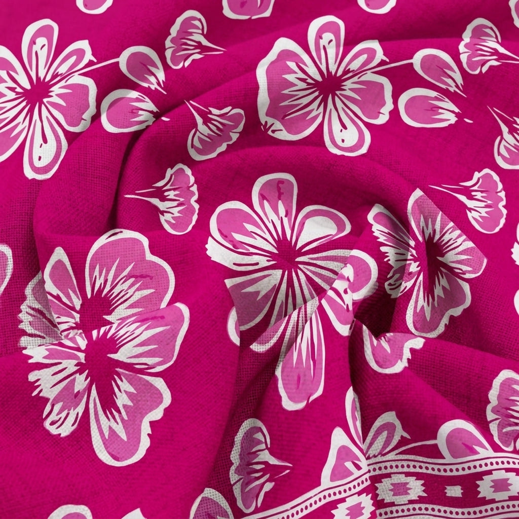 Swirled Floral Pink Floral Cotton Fabric