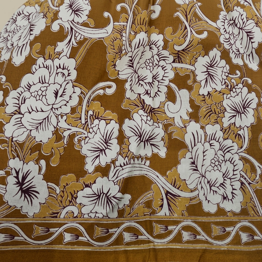 Swirled Floral Mustard Floral Cotton Fabric