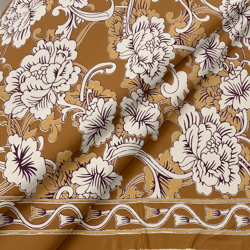 Folded Floral Mustard Floral Cotton Fabric