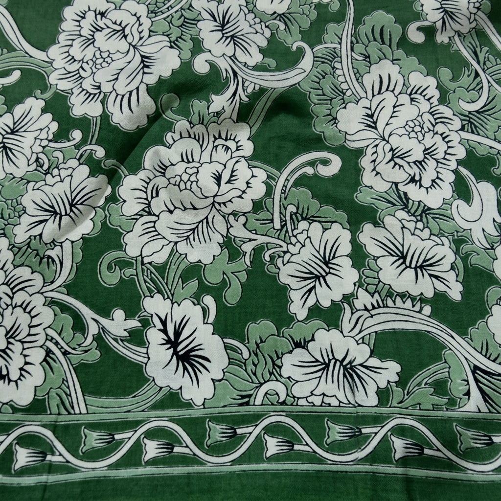 Swirled Floral Green Floral Cotton Fabric