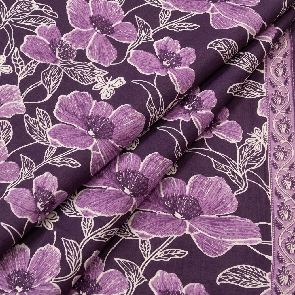 Floral Cotton Fabric - EC14378 - folds