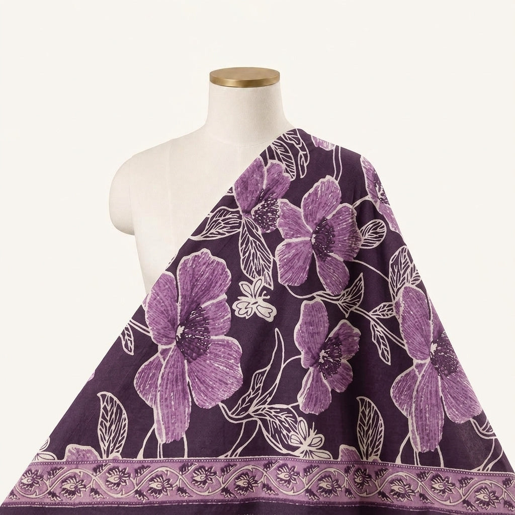 Floral Cotton Fabric - EC14378 - saree_drape