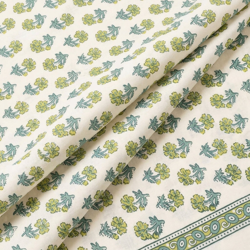 Folded Floral White Floral Cotton Fabric