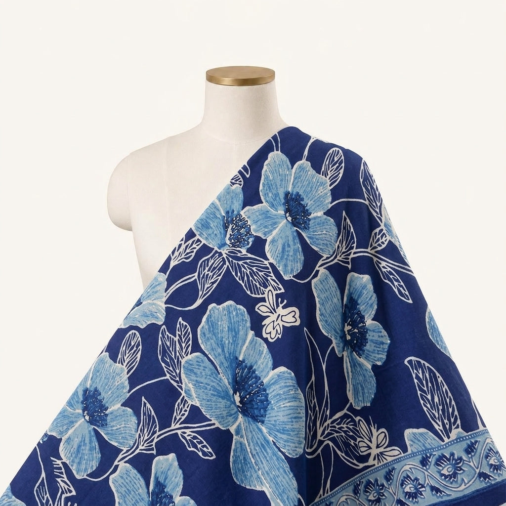 Floral Cotton Fabric - EC14384 - saree_drape