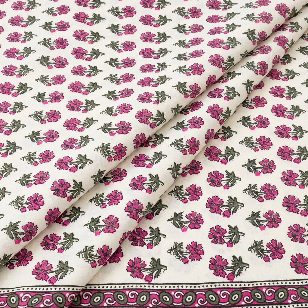 Folded Floral White Floral Cotton Fabric