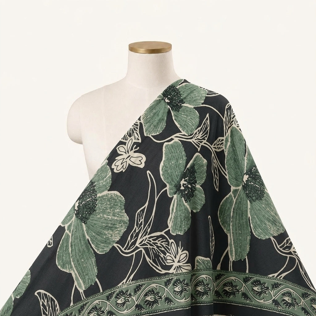 Floral Cotton Fabric - EC14387 - saree_drape