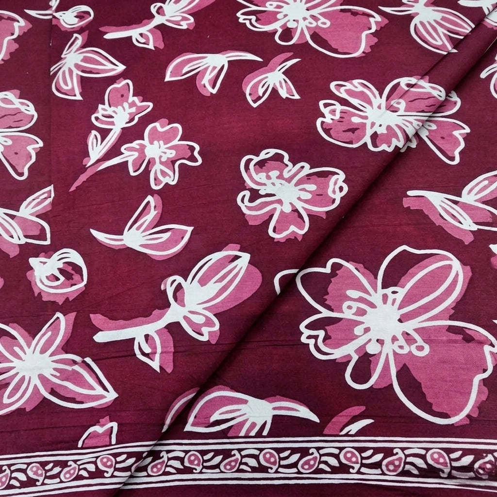Folded Floral Pink Floral Cotton Fabric
