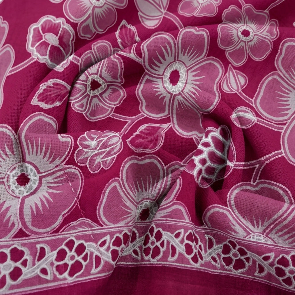 Swirled Floral Pink Floral Cotton Fabric