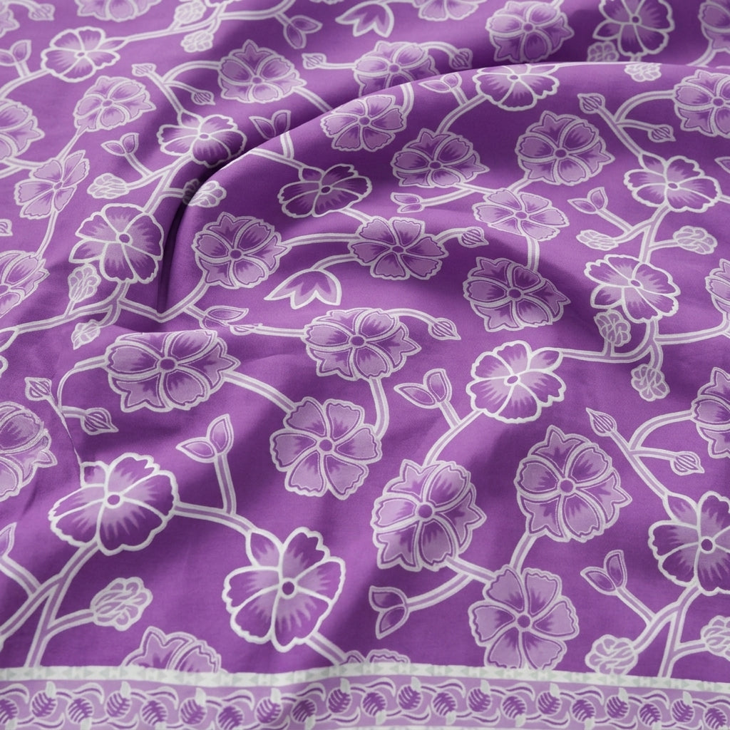 Swirled Floral Violet Floral Cotton Fabric