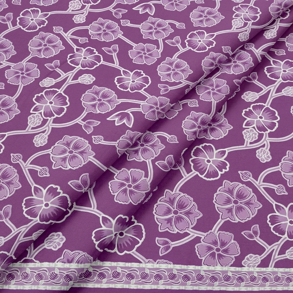 Folded Floral Violet Floral Cotton Fabric