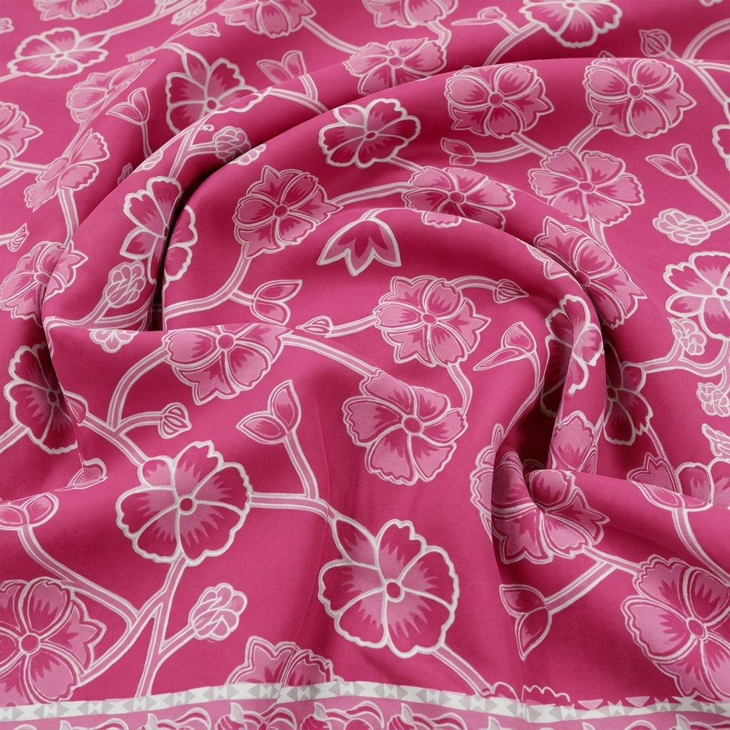 Swirled Floral Pink Floral Cotton Fabric