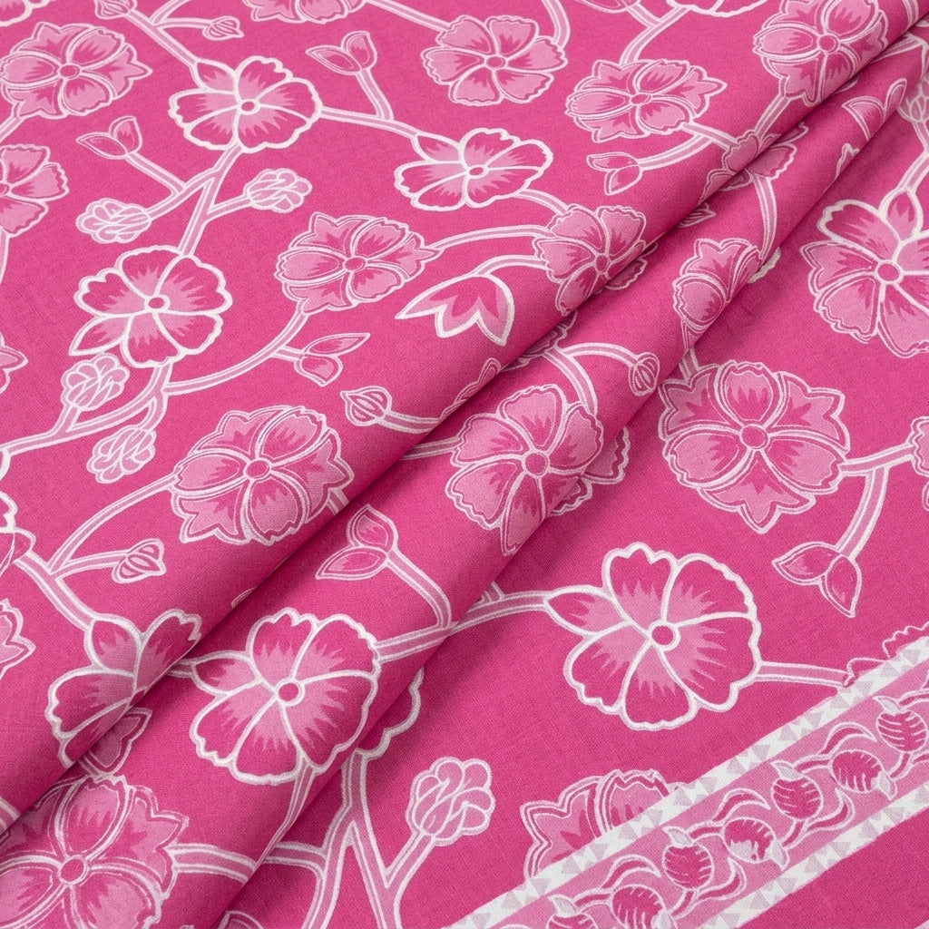 Folded Floral Pink Floral Cotton Fabric