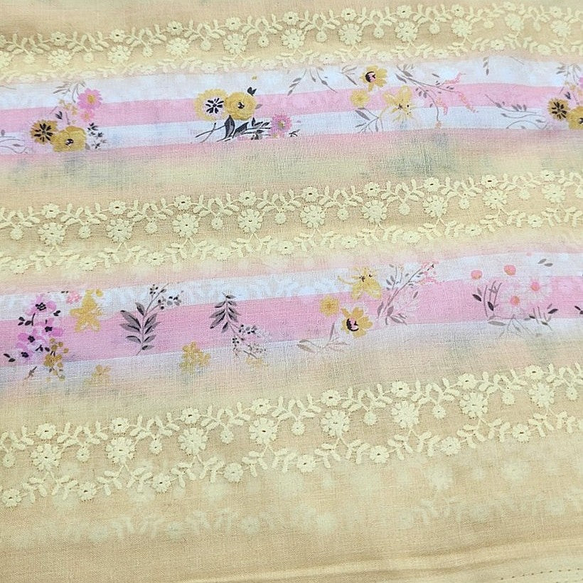 Embroidery Cotton Fabric - EC14436 - Flat fabric