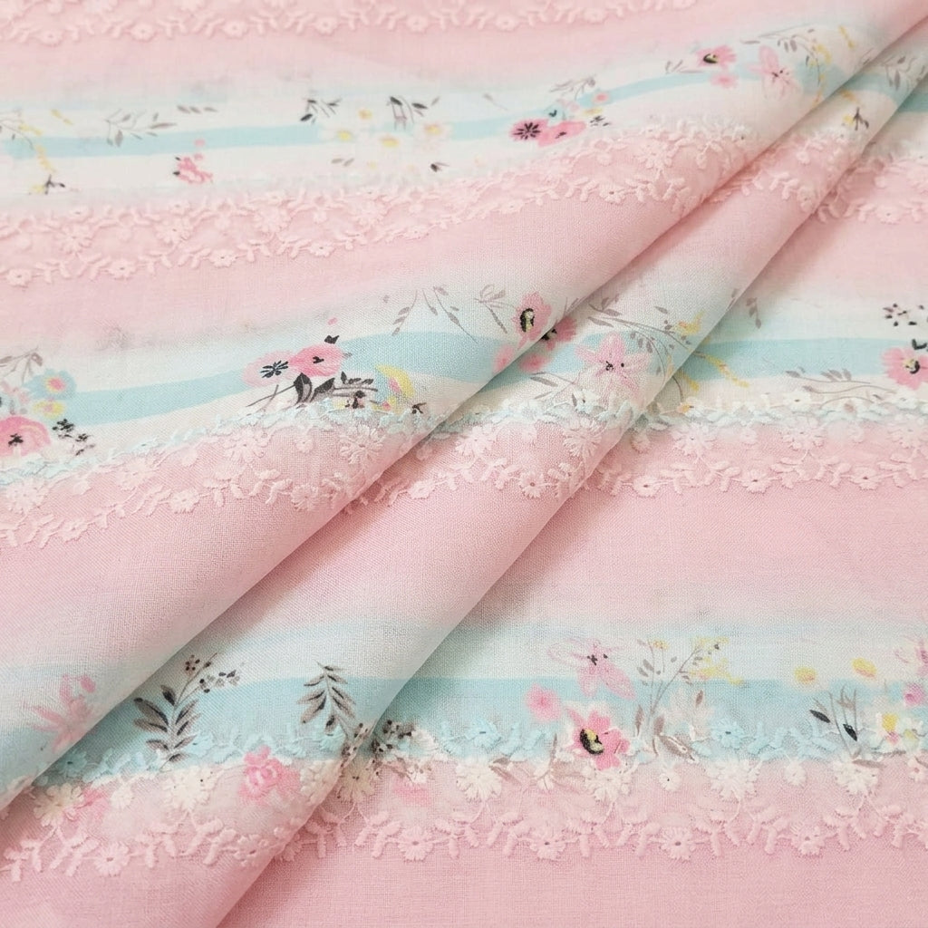 Folded Embroidery Pink Embroidery Cotton Fabric