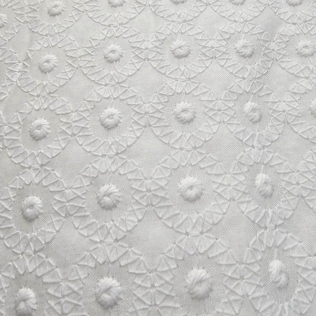 White Embroidery Cotton Fabric - EC14622