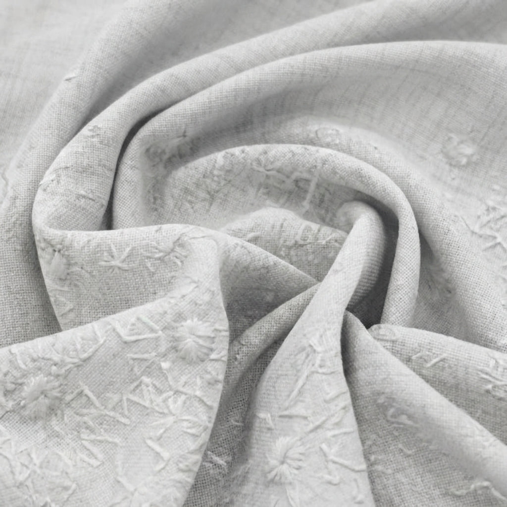 White Embroidery Cotton Fabric - EC14622