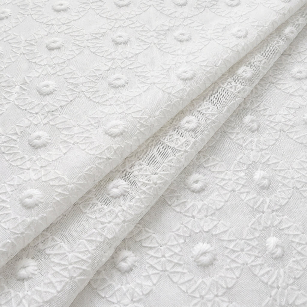 White Embroidery Cotton Fabric - EC14622