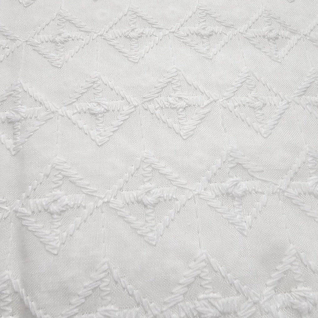 White Embroidery Cotton Fabric - EC14628